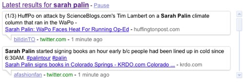 Google Real-time search